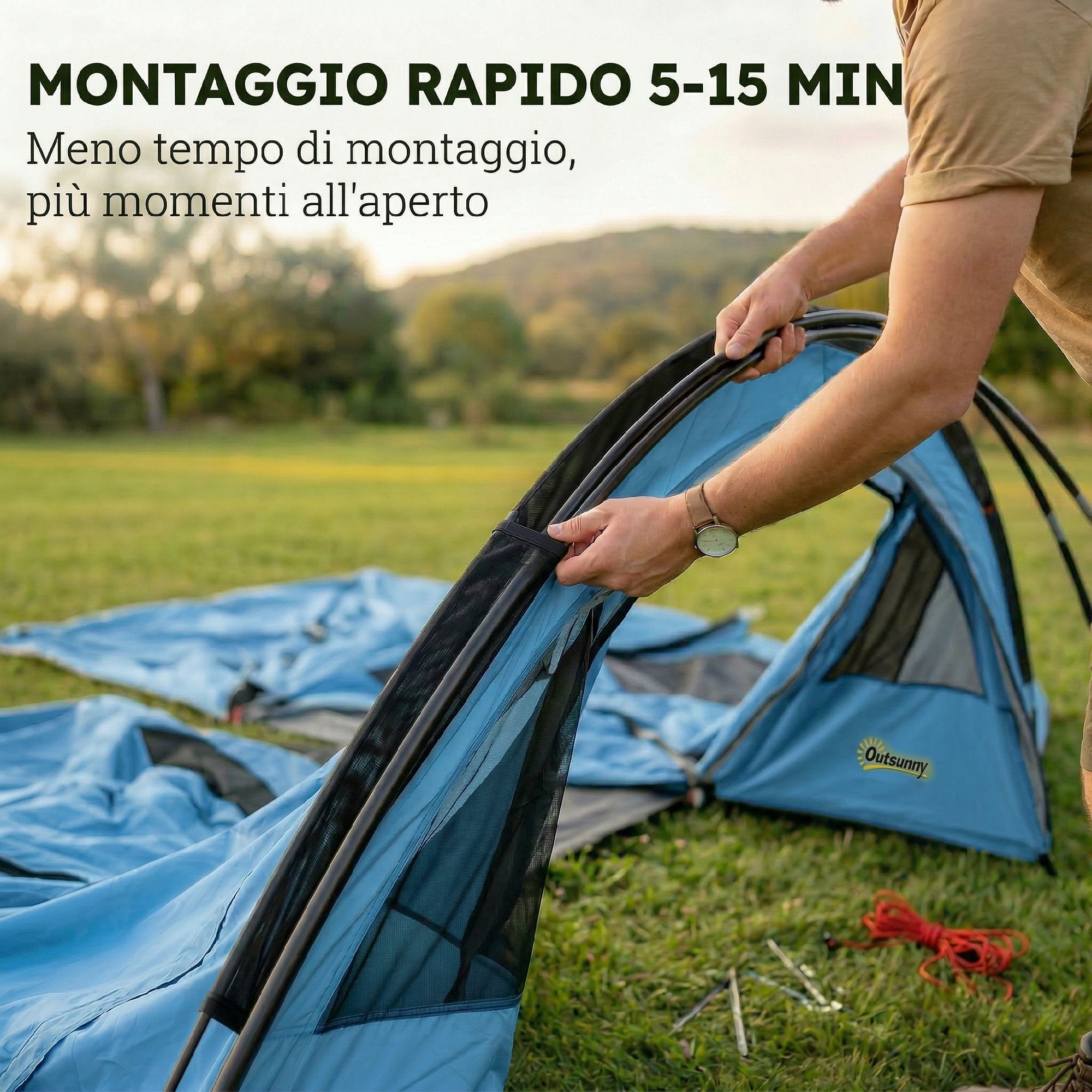 Tenda a Tunnel 4 Posti Familiare con Cabina Letto e Veranda