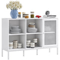 Buffet Moderno con 4 Ripiani Aperti e Armadietto in Legno e Acciaio 120 x 37 x 81,5 cm