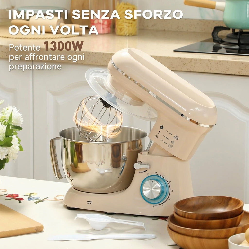 Titolo prodotto:
Impastatrice Planetaria 4,5 L 1300 W Beige