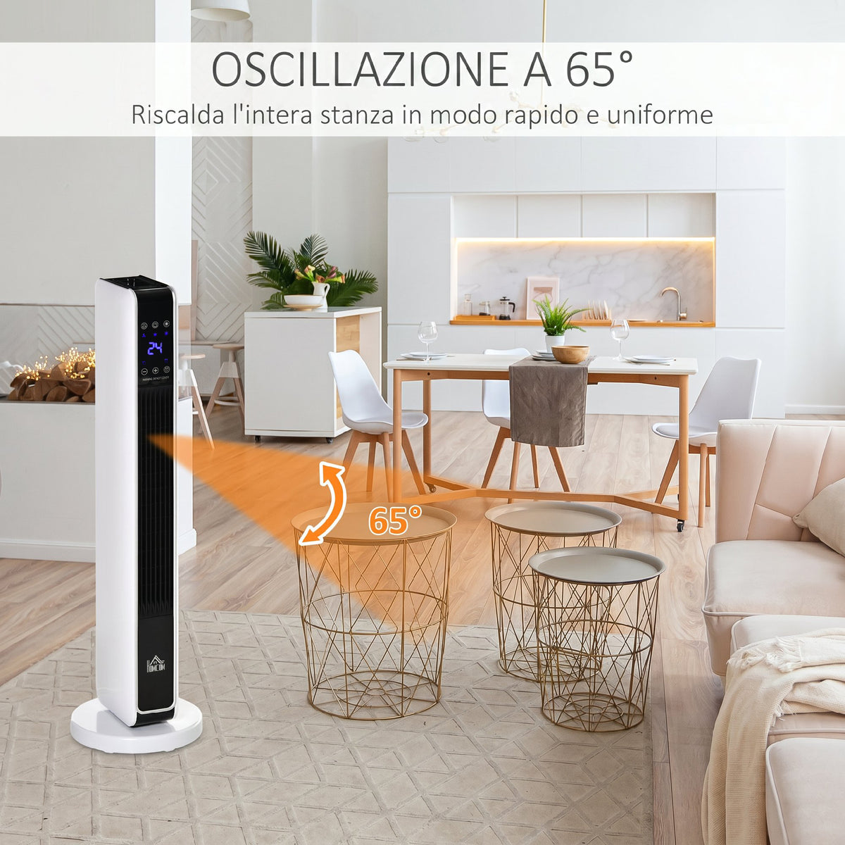 Termoventilatore a Torre in Ceramica 2000W con Telecomando