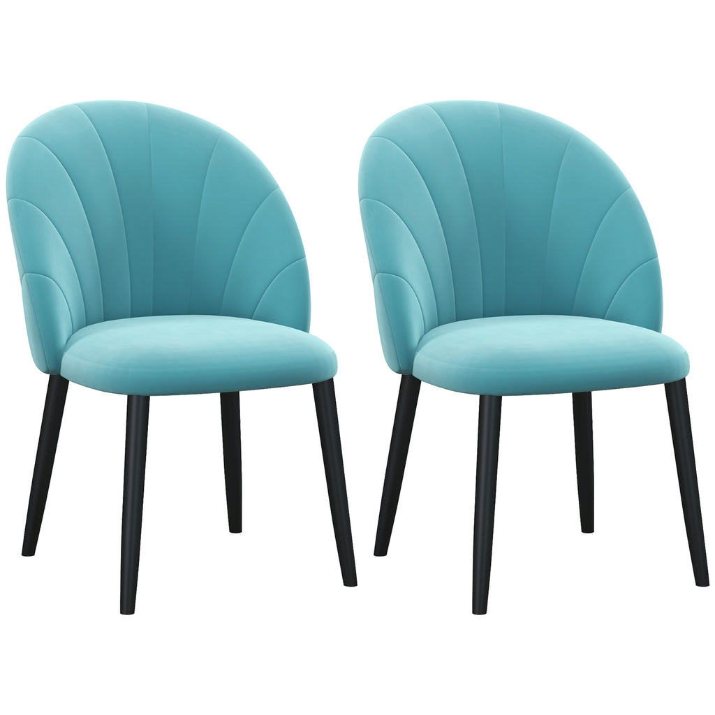 Set di 2 Sedie Imbottite Stile Nordico in Tessuto Effetto Lino