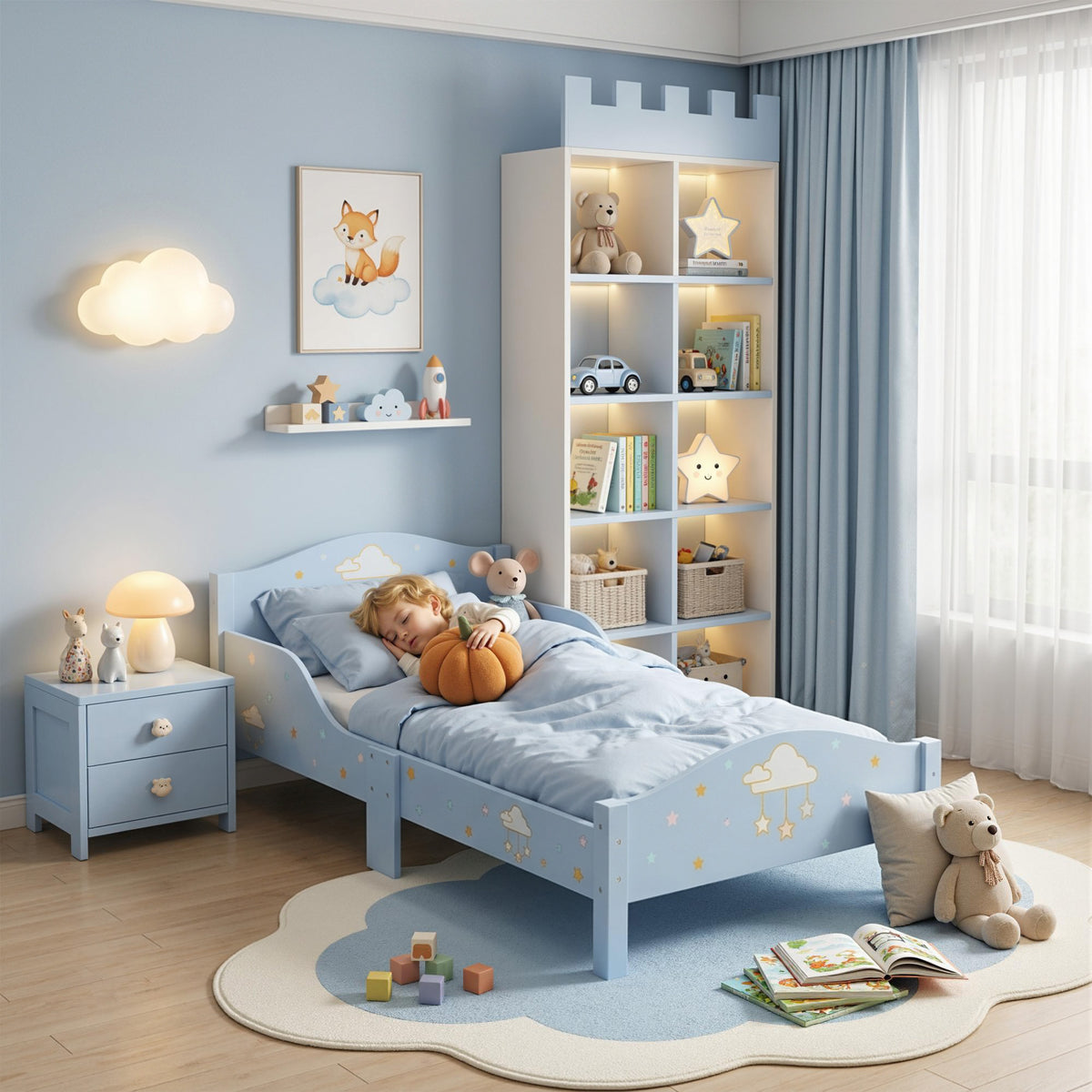 Letto Montessori a Nuvola Blu per Bambini
