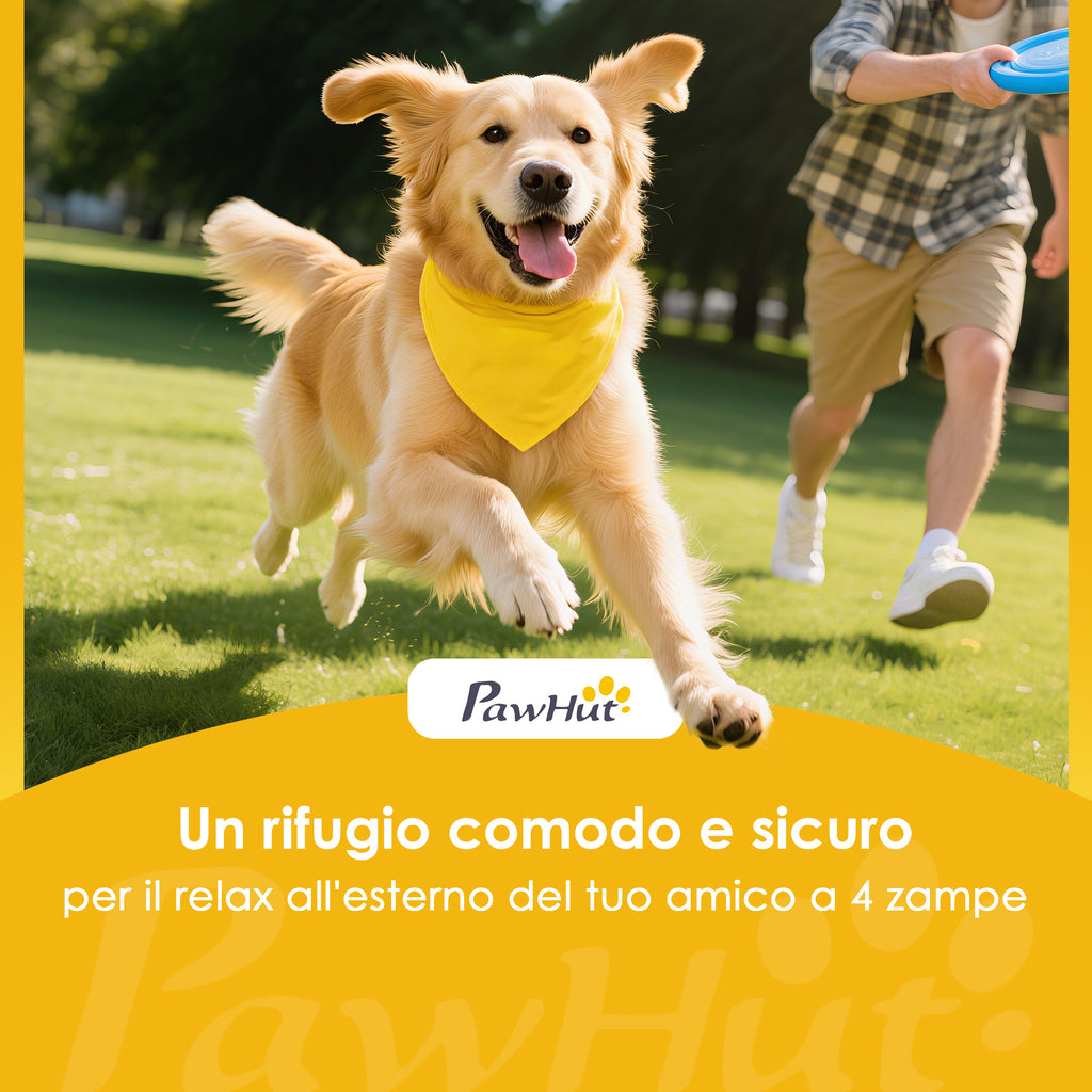 Recinto per Cani da Esterno con Tetto e Ciotole