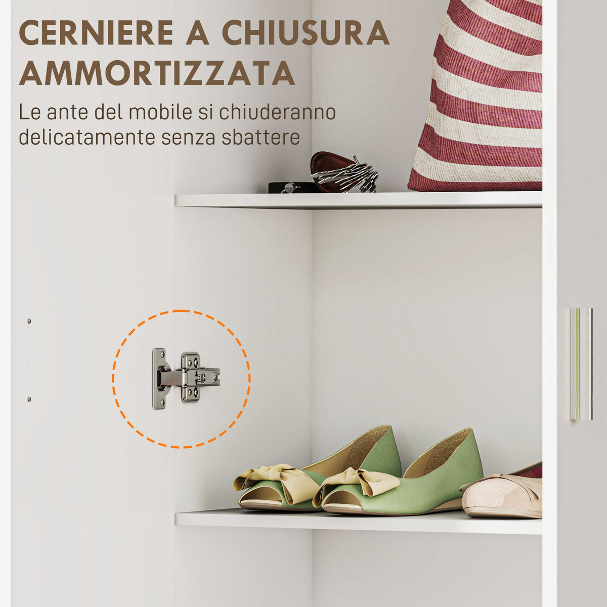 Mobile Multiuso Bianco con 5 Ripiani Regolabili