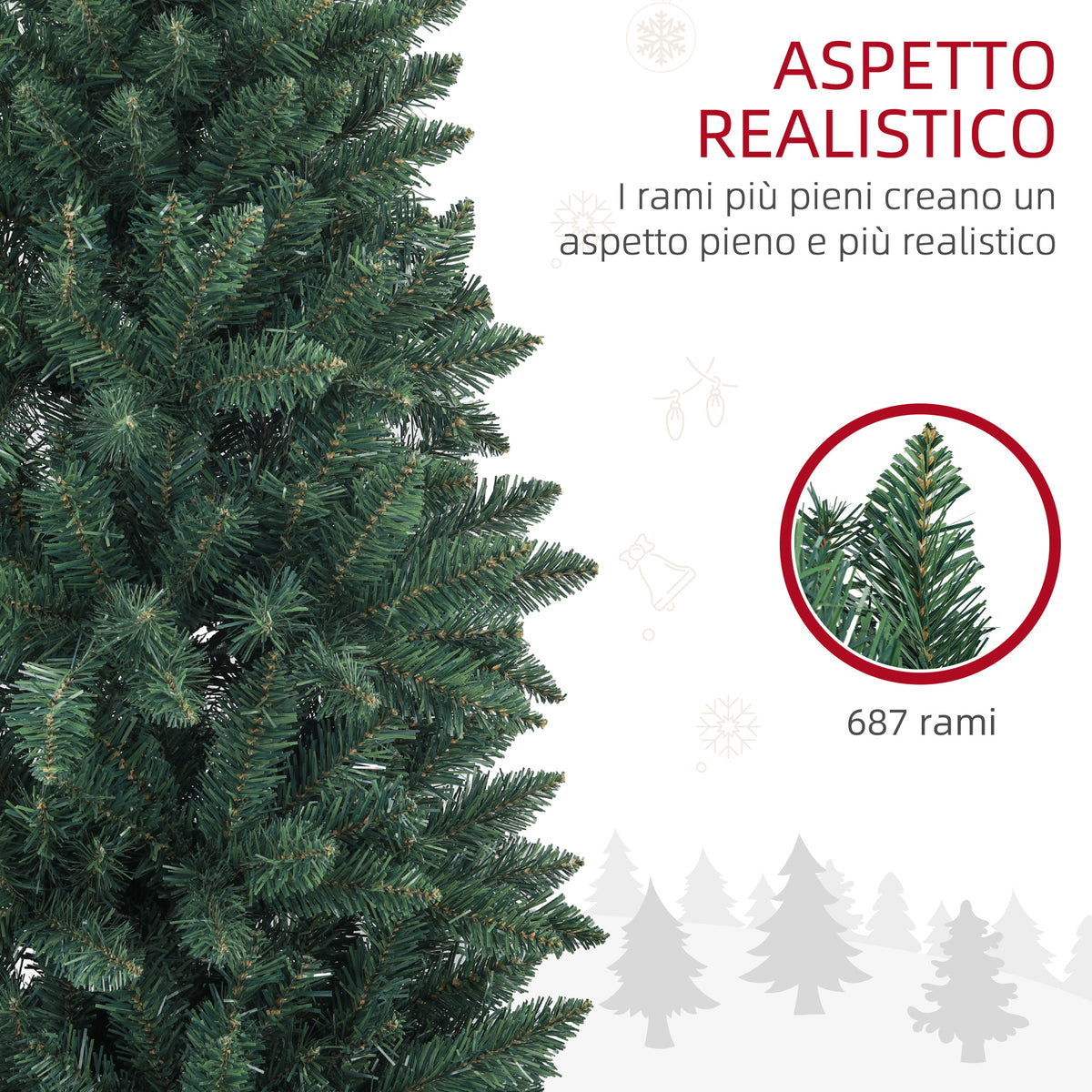 Albero di Natale Artificiale 210 cm con 687 Rami