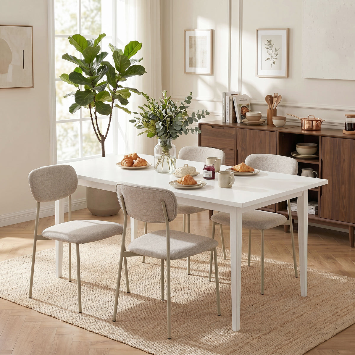 Set 2 Sedie da Pranzo Impilabili Marrone Chiaro