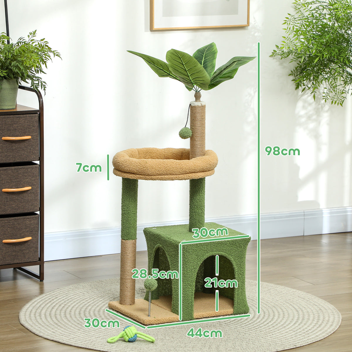 Albero Tiragraffi per Gatti con Casetta e Lettino 98 cm