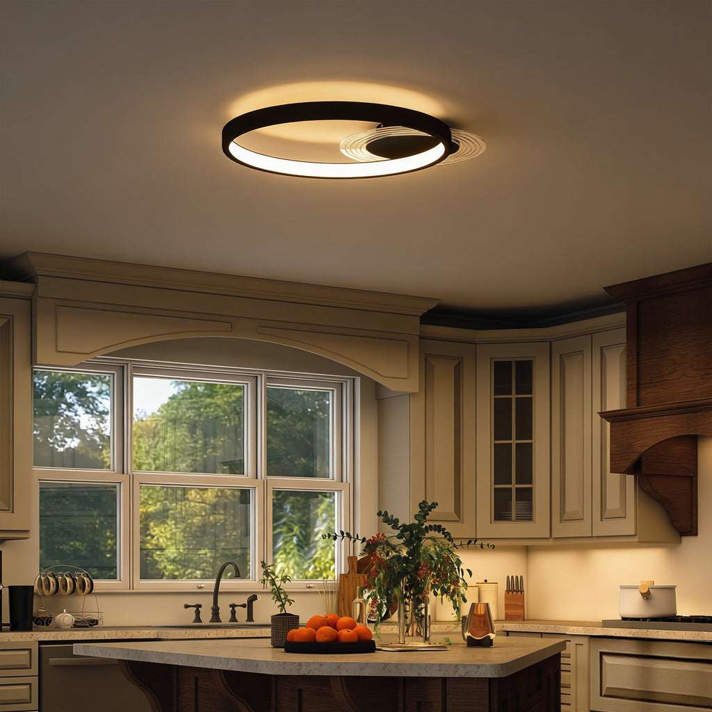 Plafoniera LED Moderna a 2 Anelli Nera 30W