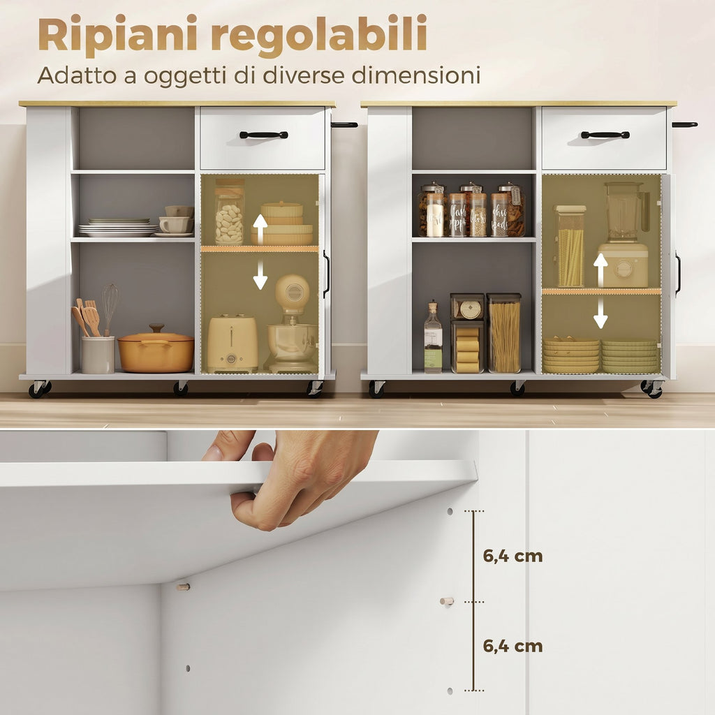 Mobile Cucina Bianco con Cassetto e Ripiano Regolabile