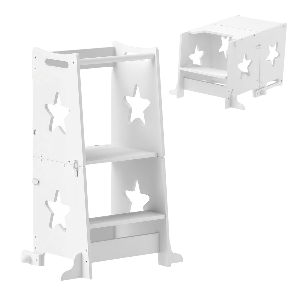 Scala Montessori Convertibile in Tavolo e Sedie Bianca