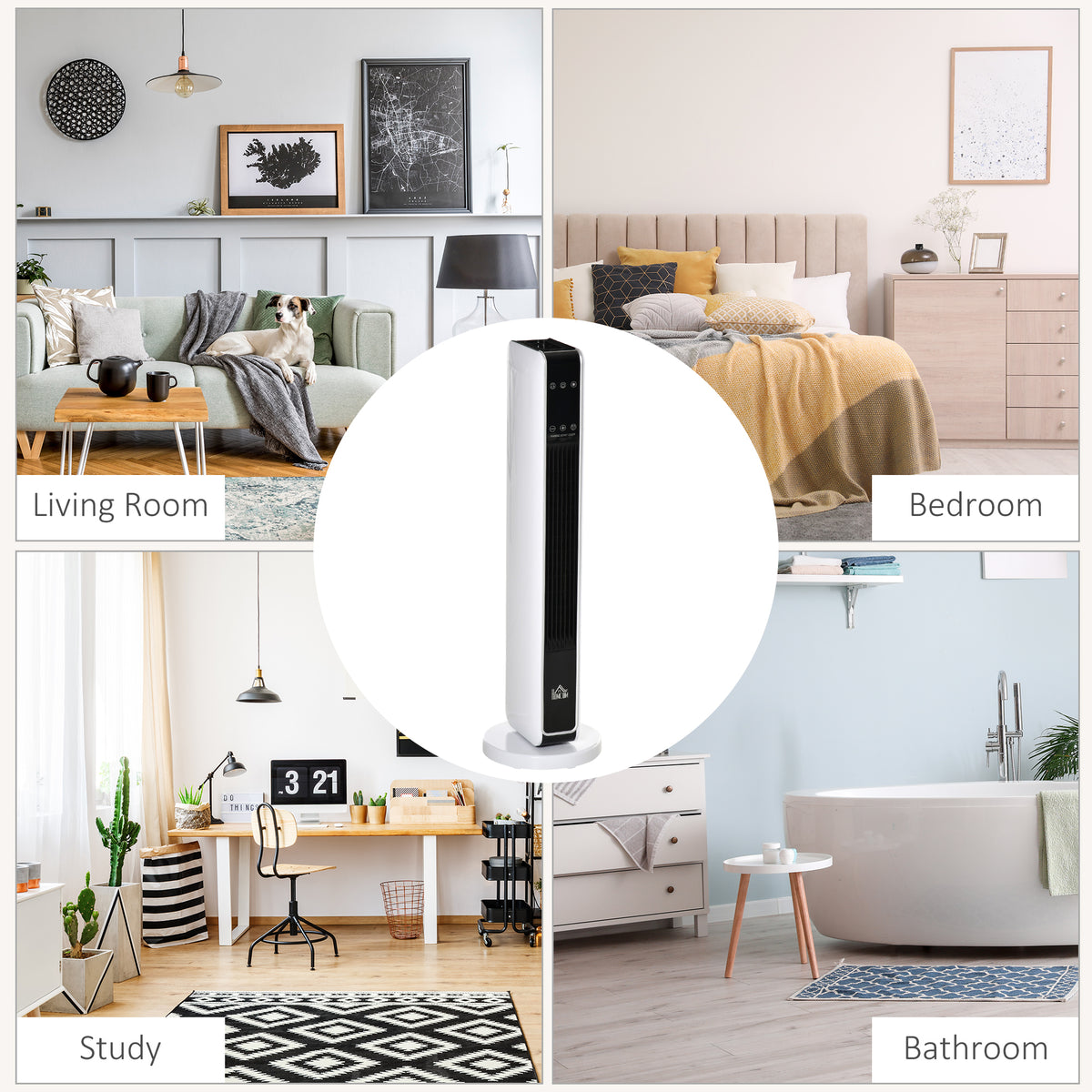Termoventilatore a Torre in Ceramica 2000W con Telecomando