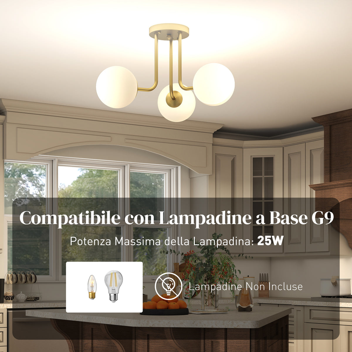 Lampadario Vintage Oro a 3 Punti Luce