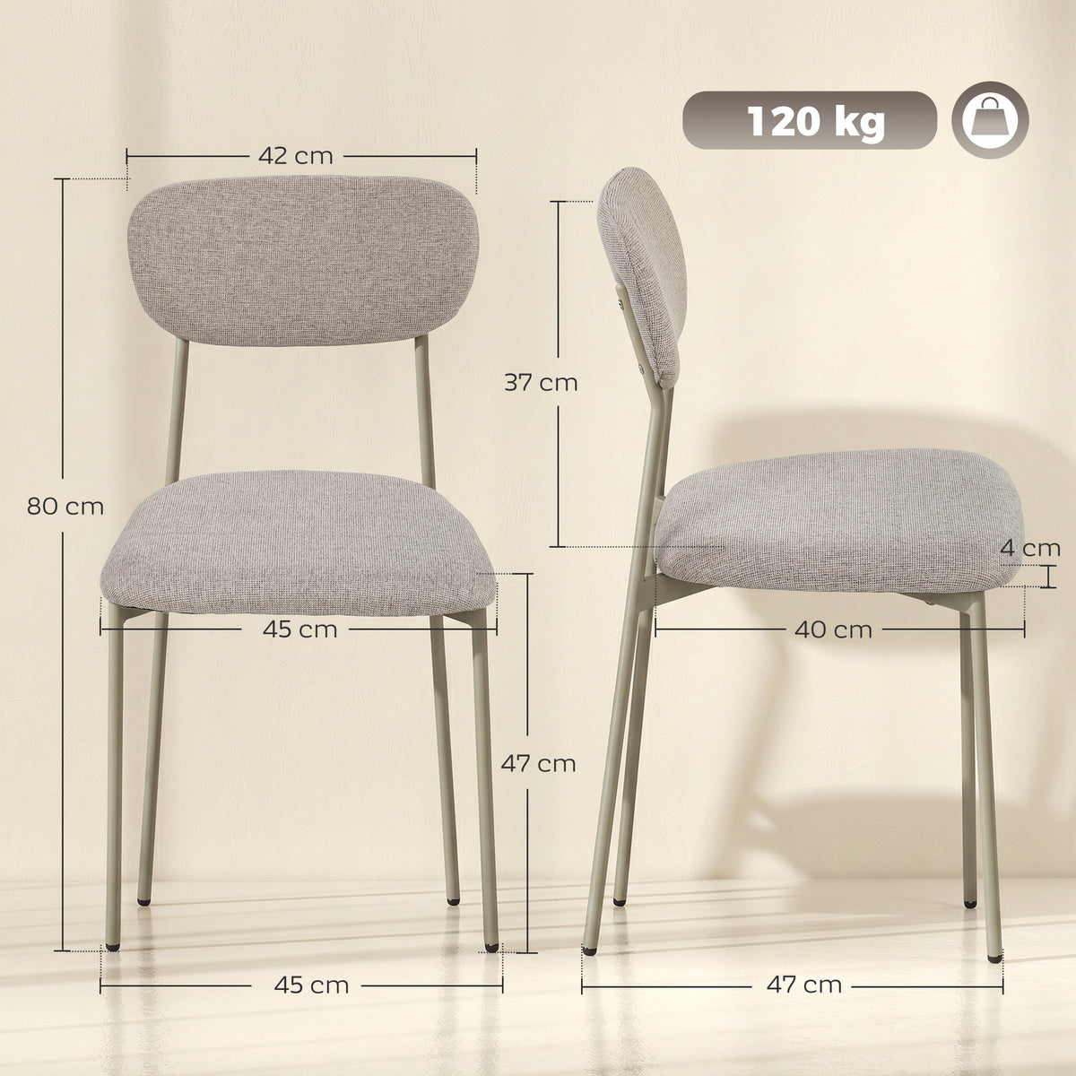 Set 2 Sedie da Pranzo Impilabili Marrone Chiaro