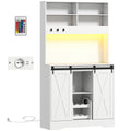 Credenza Cucina con LED, Prese Elettriche e Portabottiglie