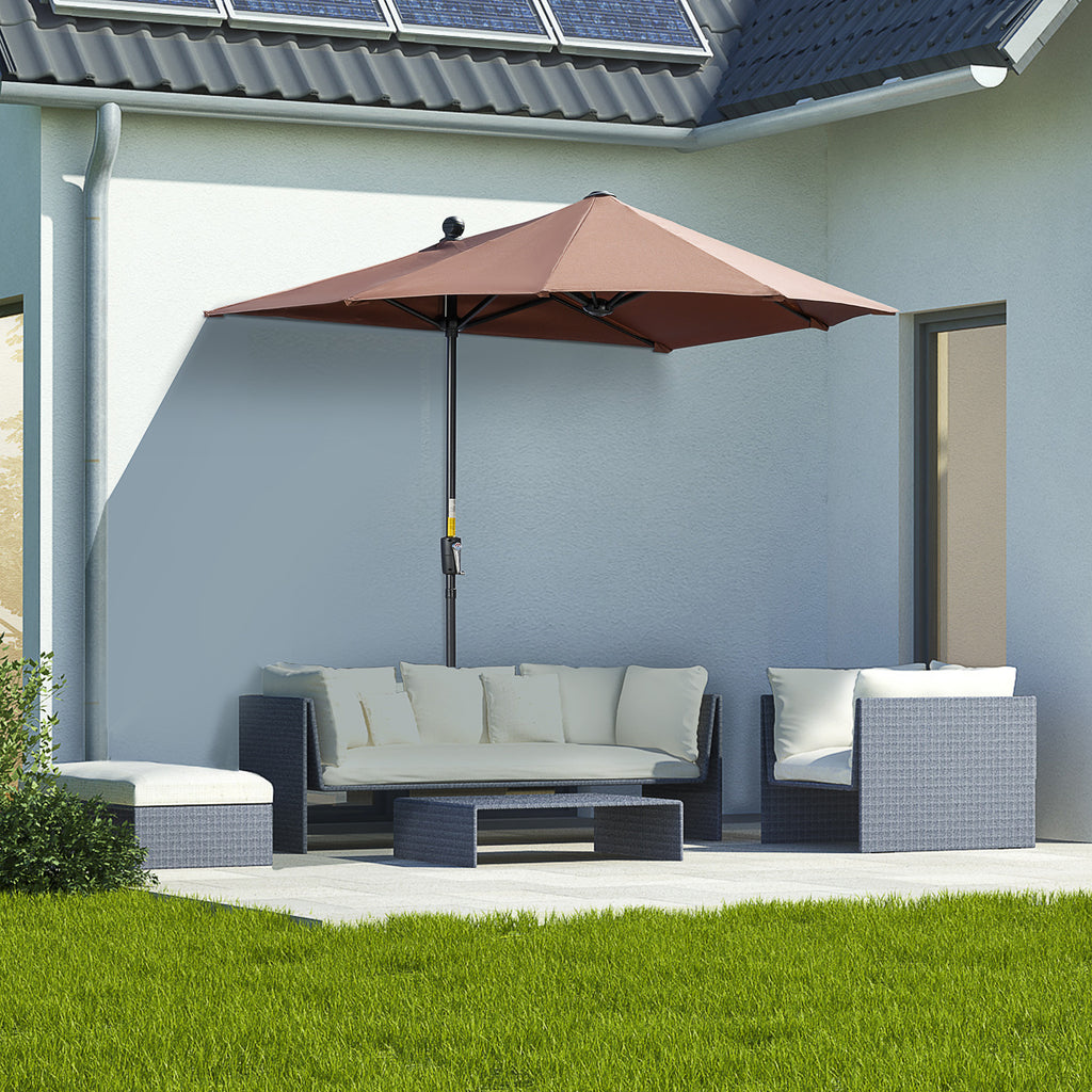 Ombrellone da Balcone Mezzaluna 2 m con Manovella e Base Inclusa