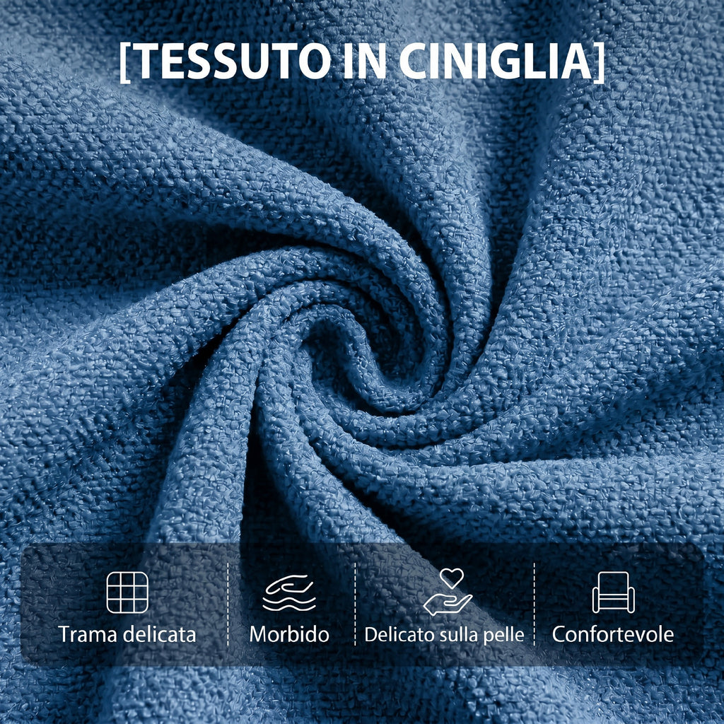 Poltrona Relax Massaggiante Reclinabile Manuale 160° in Ciniglia Blu Scuro