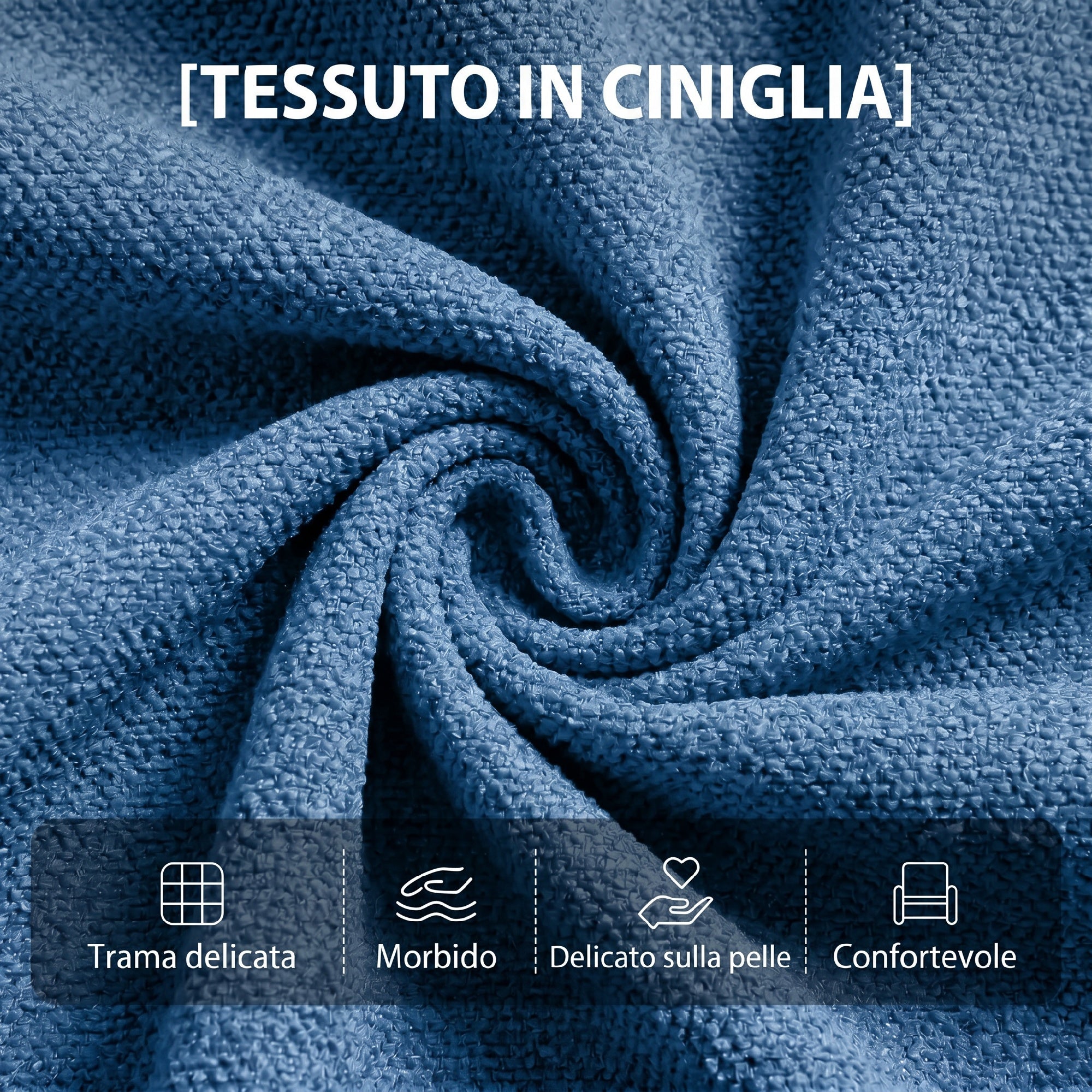 Poltrona Relax Massaggiante Reclinabile Manuale 160° in Ciniglia Blu Scuro