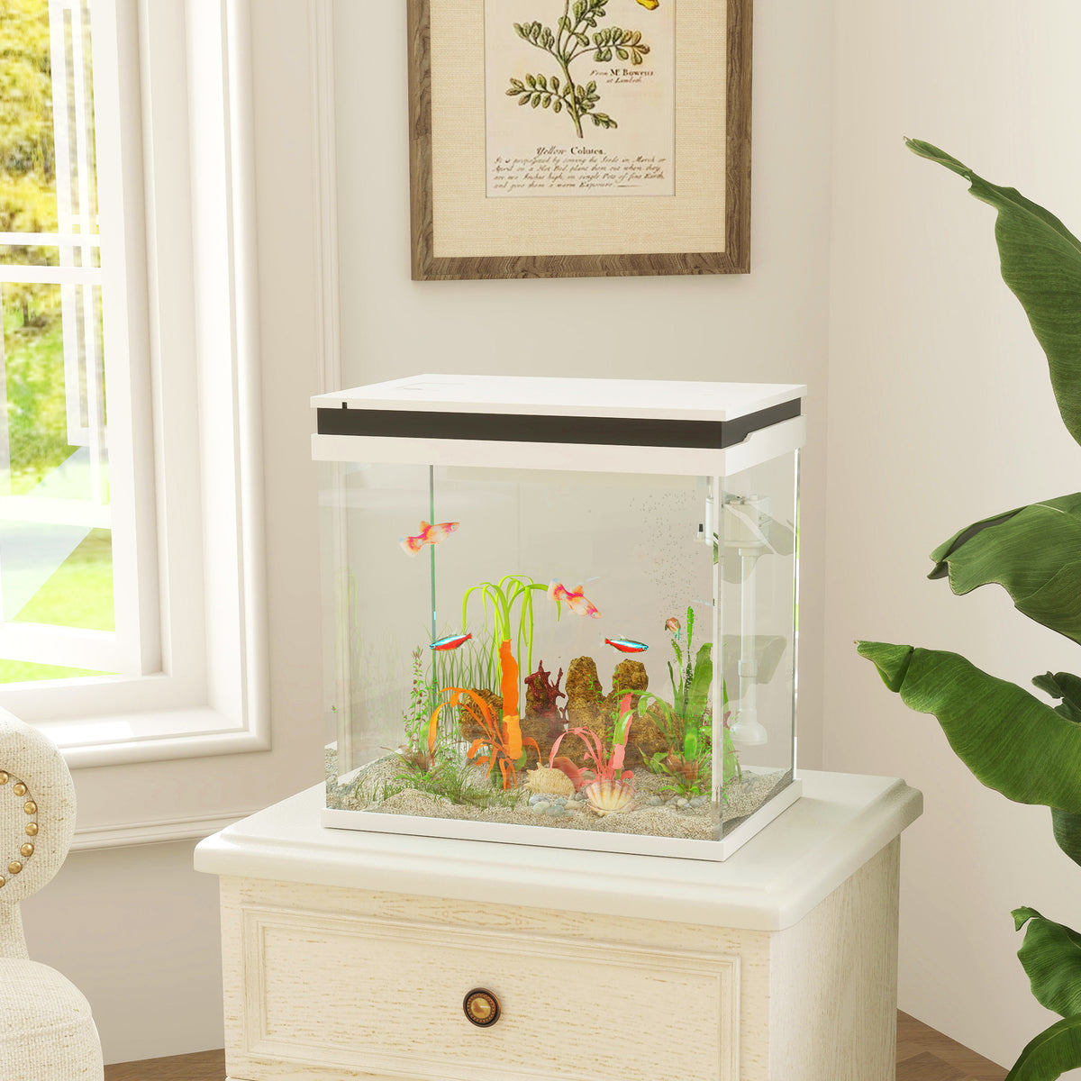 Acquario Pesci Rossi 26 L con LED, Filtro e Pompa