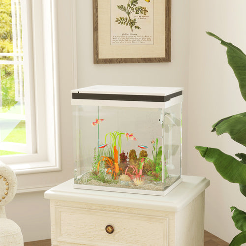 Acquario per Pesci Rossi 26L con Luce LED, Filtro e Pompa dell'Acqua