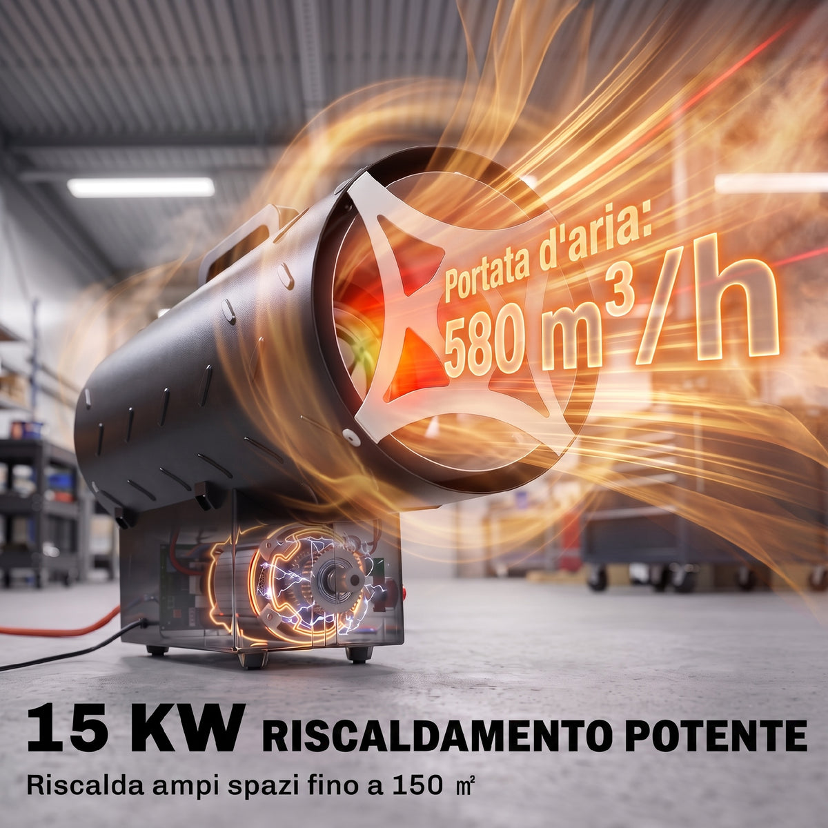 Riscaldatore Industriale a Propano Portatile 15 kW