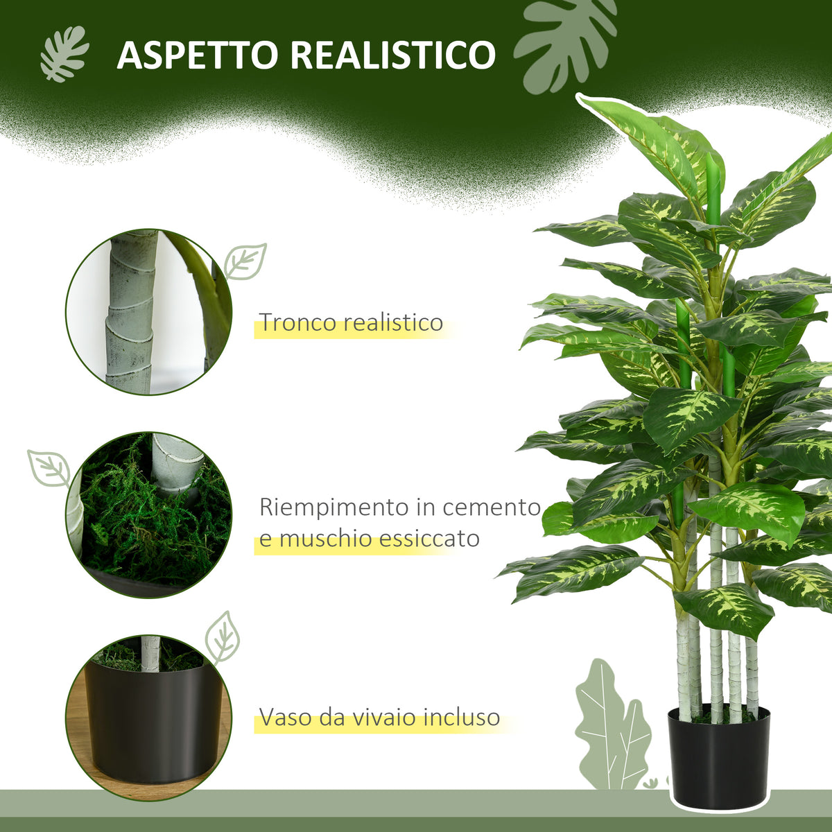 Pianta Artificiale Decorativa da Interno ed Esterno 120 cm