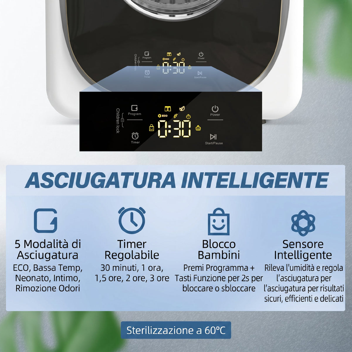 Asciugatrice 4 kg Compatta con 5 Modalità