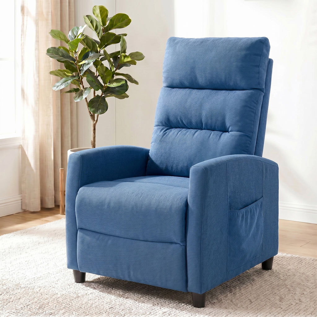 Poltrona Relax Massaggiante Reclinabile Manuale 160° in Ciniglia Blu Scuro