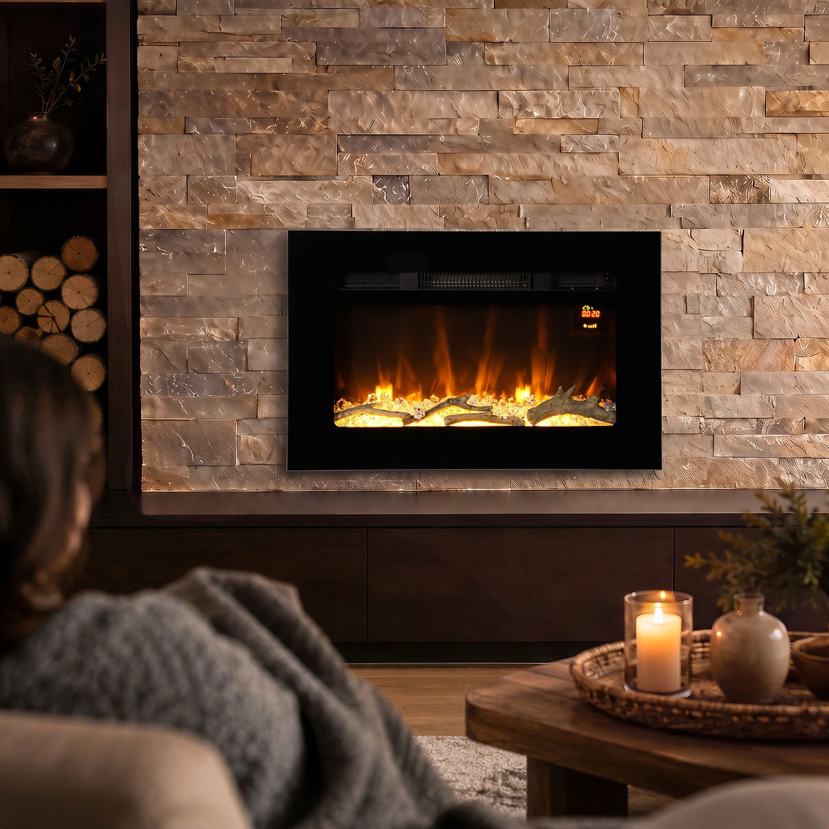 Caminetto Elettrico da Incasso o Parete 60 cm 1800W