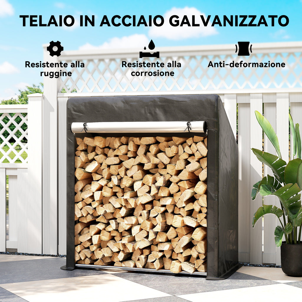 Portalegna da Esterno in Acciaio con Copertura Impermeabile