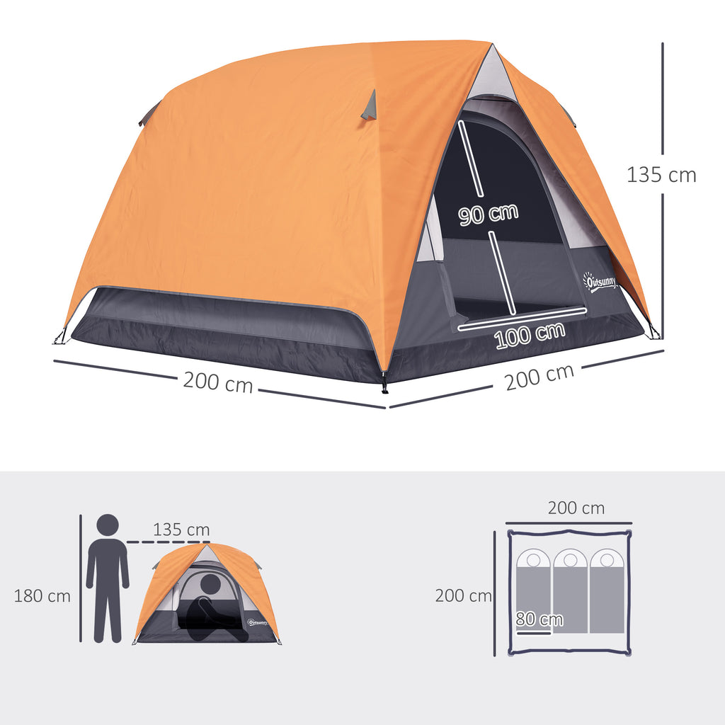 Tenda Campeggio 3 Persone Impermeabile con Borsa
