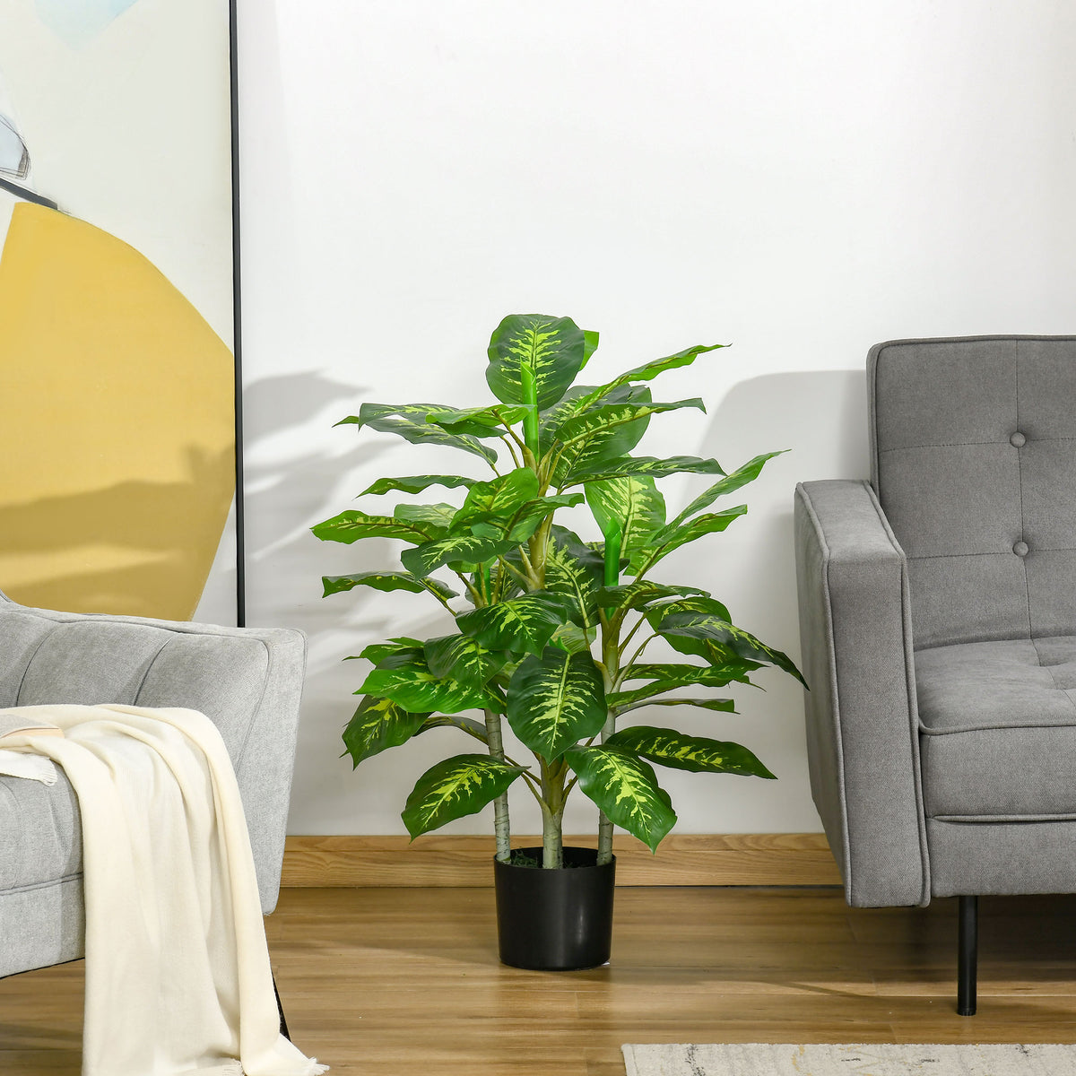 Pianta Artificiale Sempreverde 95 cm con Vaso Nero