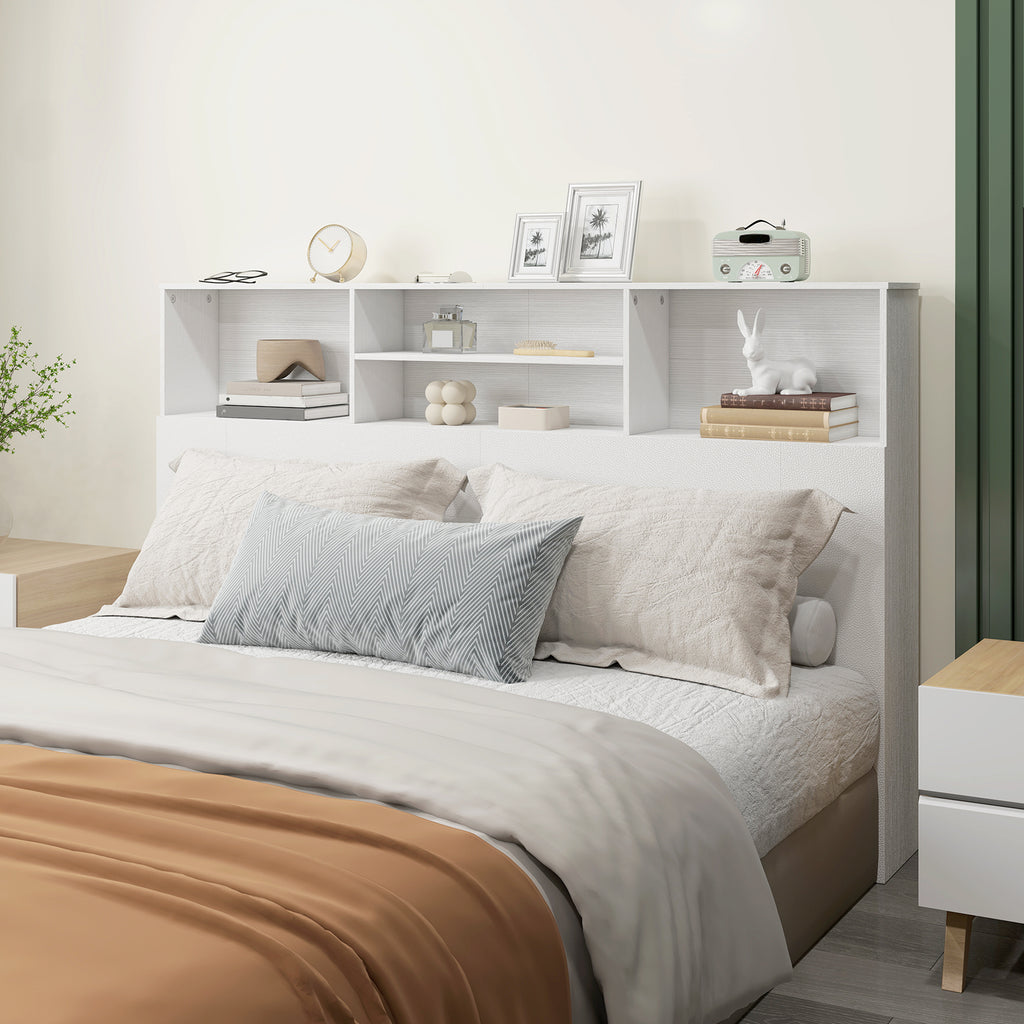 Testiera Letto Bianca con 4 Scomparti Aperti