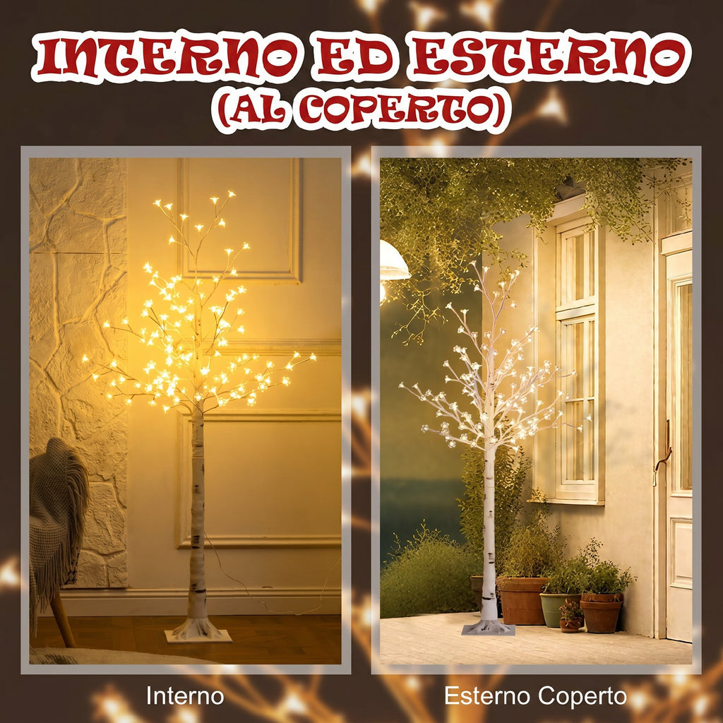 Albero di Ciliegio Artificiale 120 LED Bianco Caldo