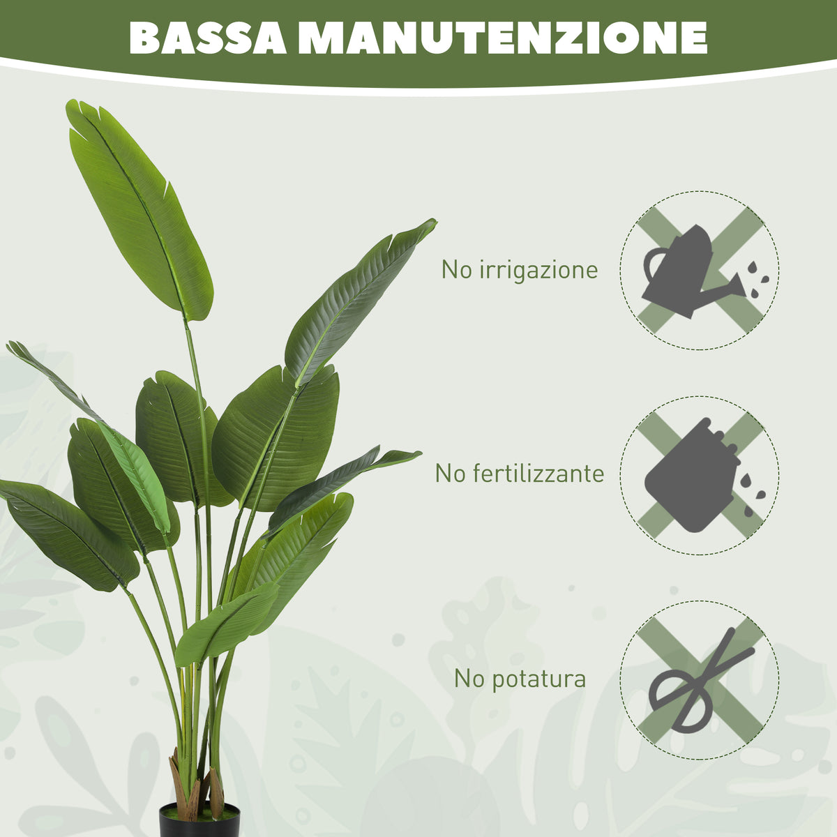 Pianta Artificiale da 160 cm con 10 Foglie