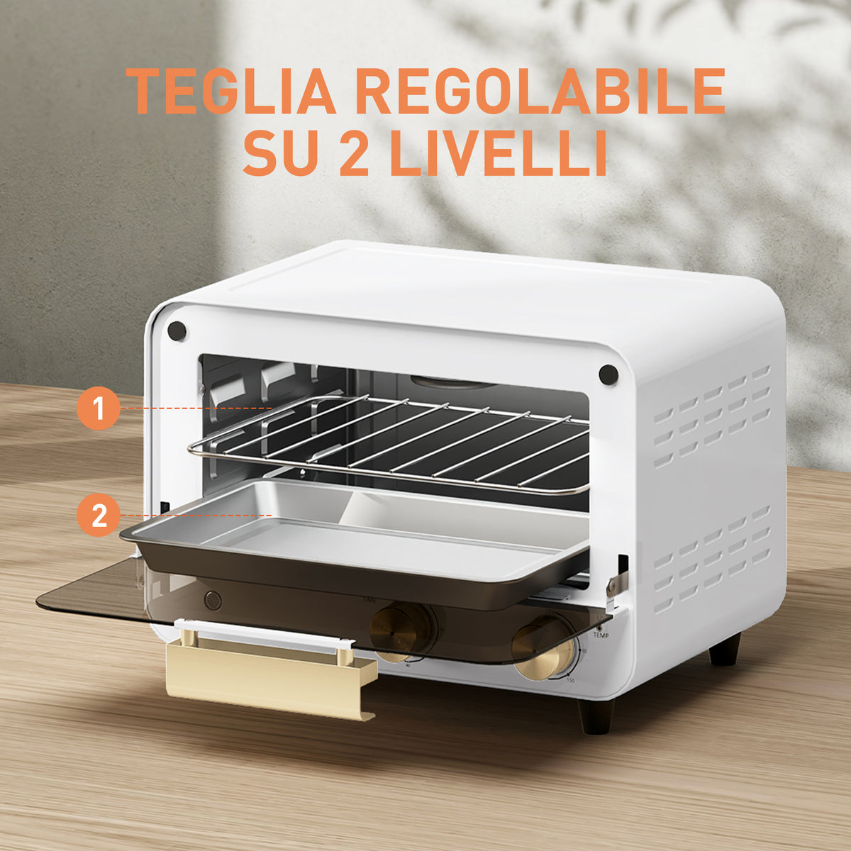 Fornetto Elettrico 12 L con Timer Bianco e Oro