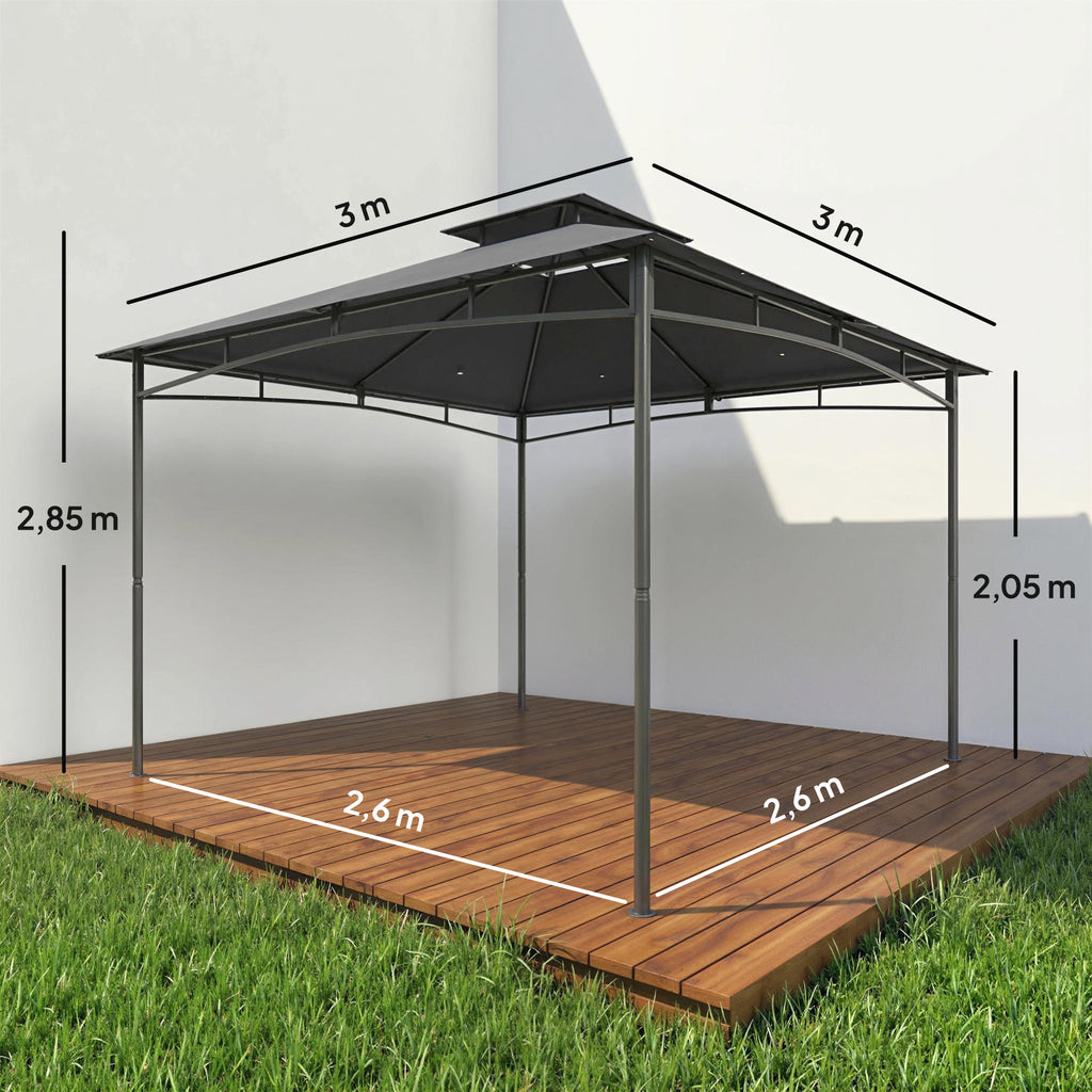Gazebo da Giardino 3x3 m Impermeabile con Tetto Retrattile
