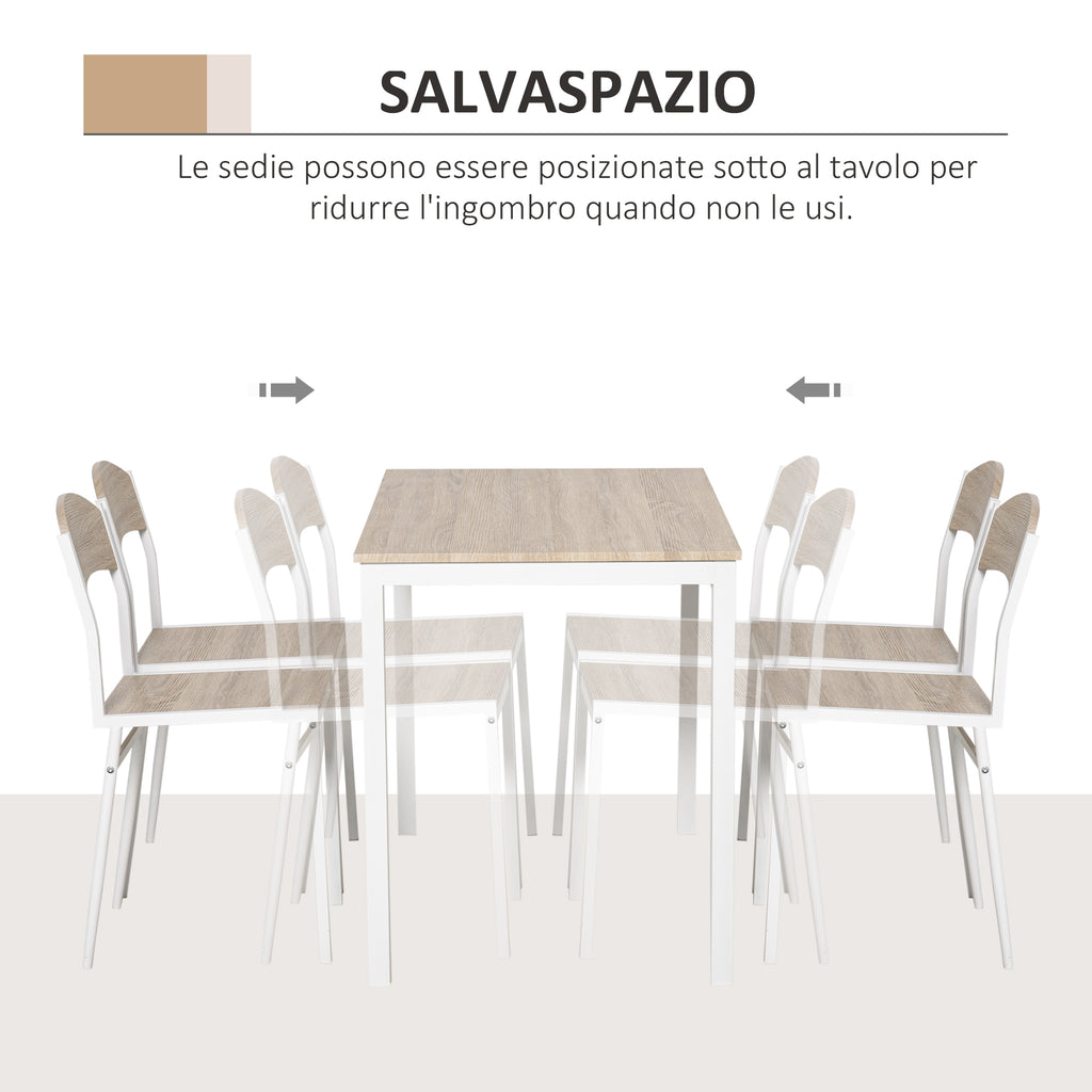 Set da Pranzo con Tavolo e 4 Sedie Bianchi