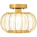 Plafoniera LED Oro con 18 Cristalli e Design a Gabbia