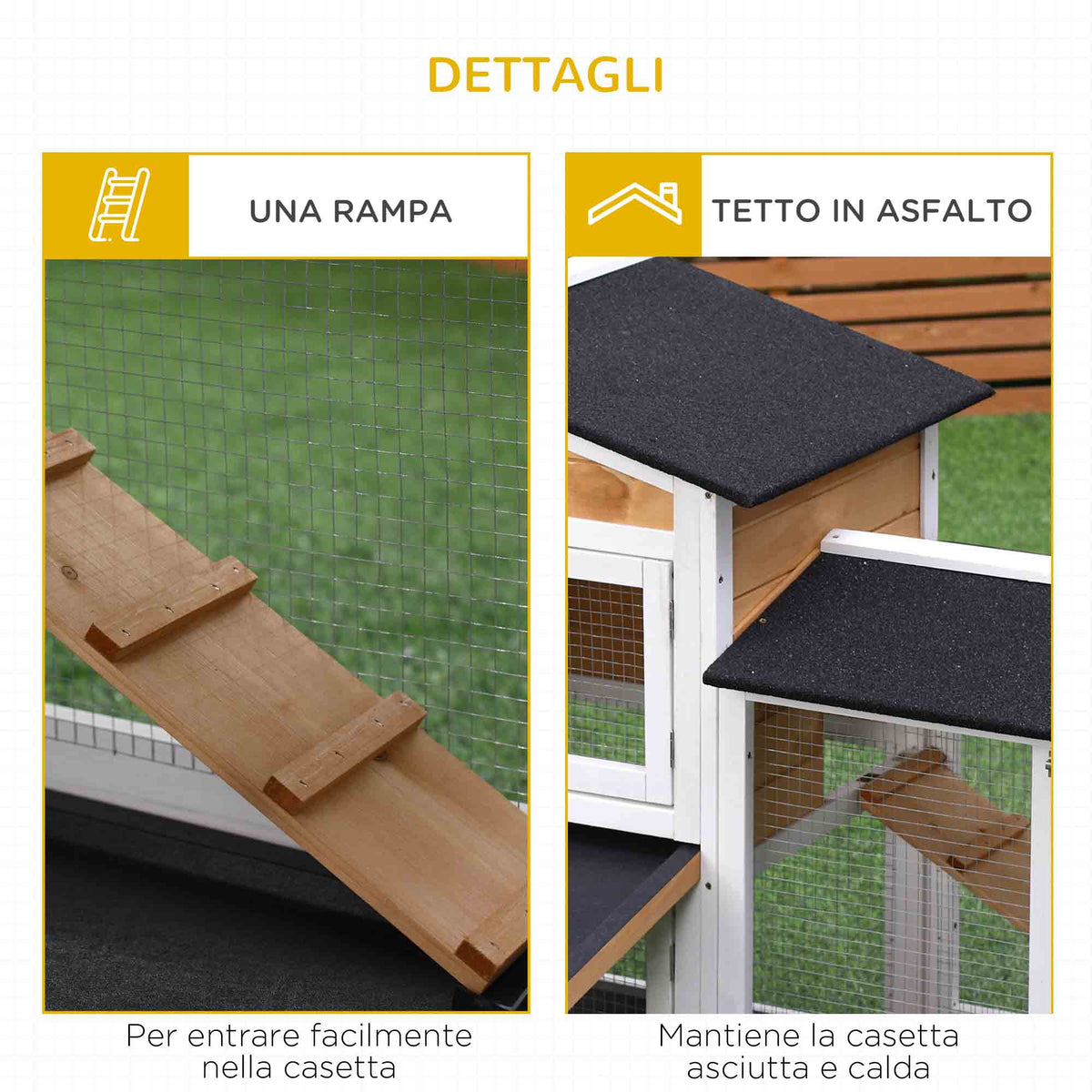 Gabbia per Conigli da Esterno con Casetta e Rampa