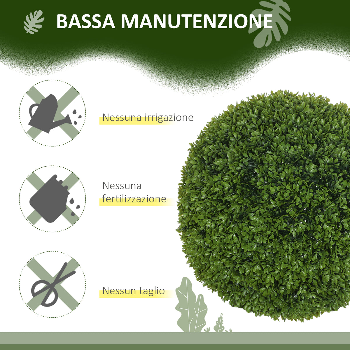 Set 2 Sfere di Bosso Artificiali con Protezione UV