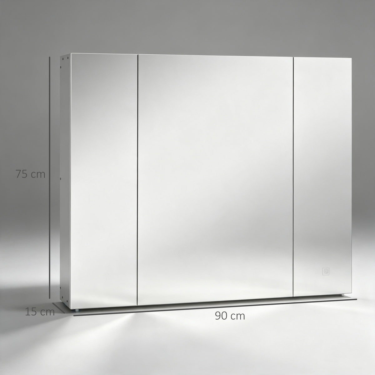 Specchio Bagno Contenitore LED 90 cm con Ripiani