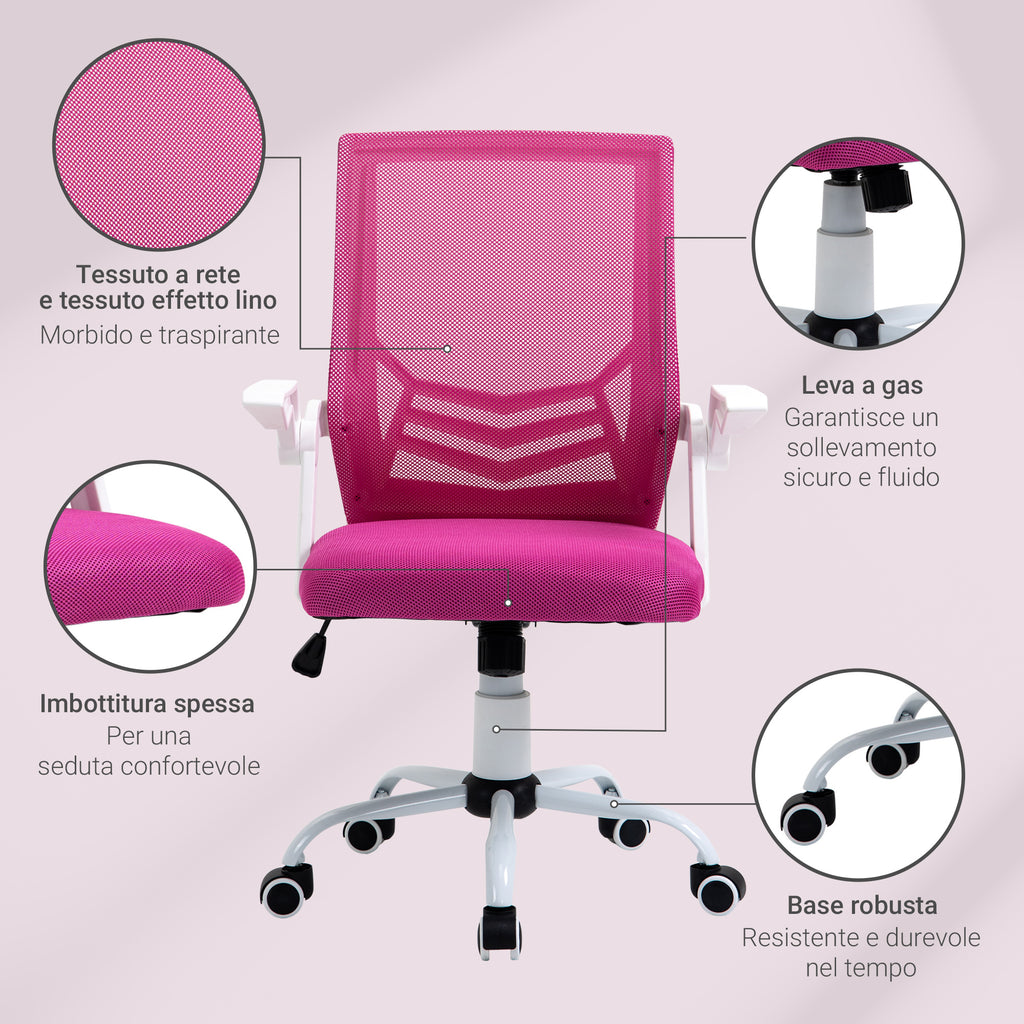 Sedia da Ufficio Ergonomica Rosa con Supporto Lombare