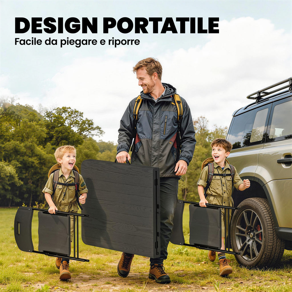 Set Tavolo e Sedie da Campeggio 5 Pezzi con Tavolo Pieghevole e 4 Sedie