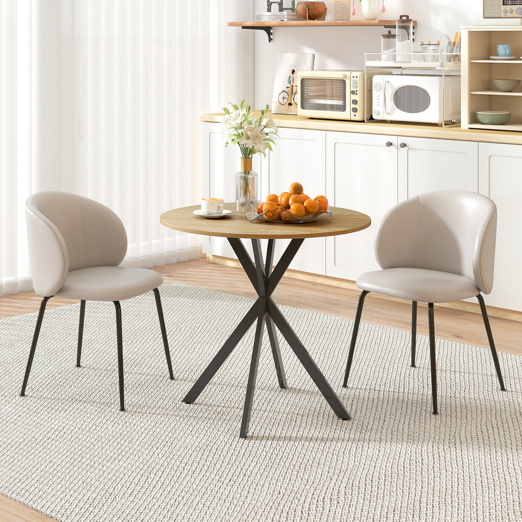 Tavolo da Pranzo Rotondo Stile Industriale con Gambe a Croce Effetto Quercia