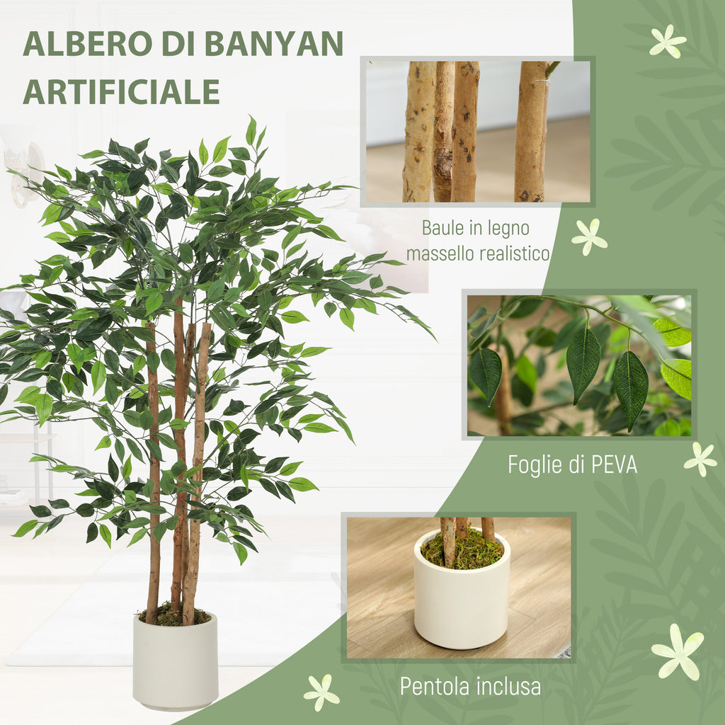 Pianta Artificiale di Baniano 120 cm con Vaso Decorativo