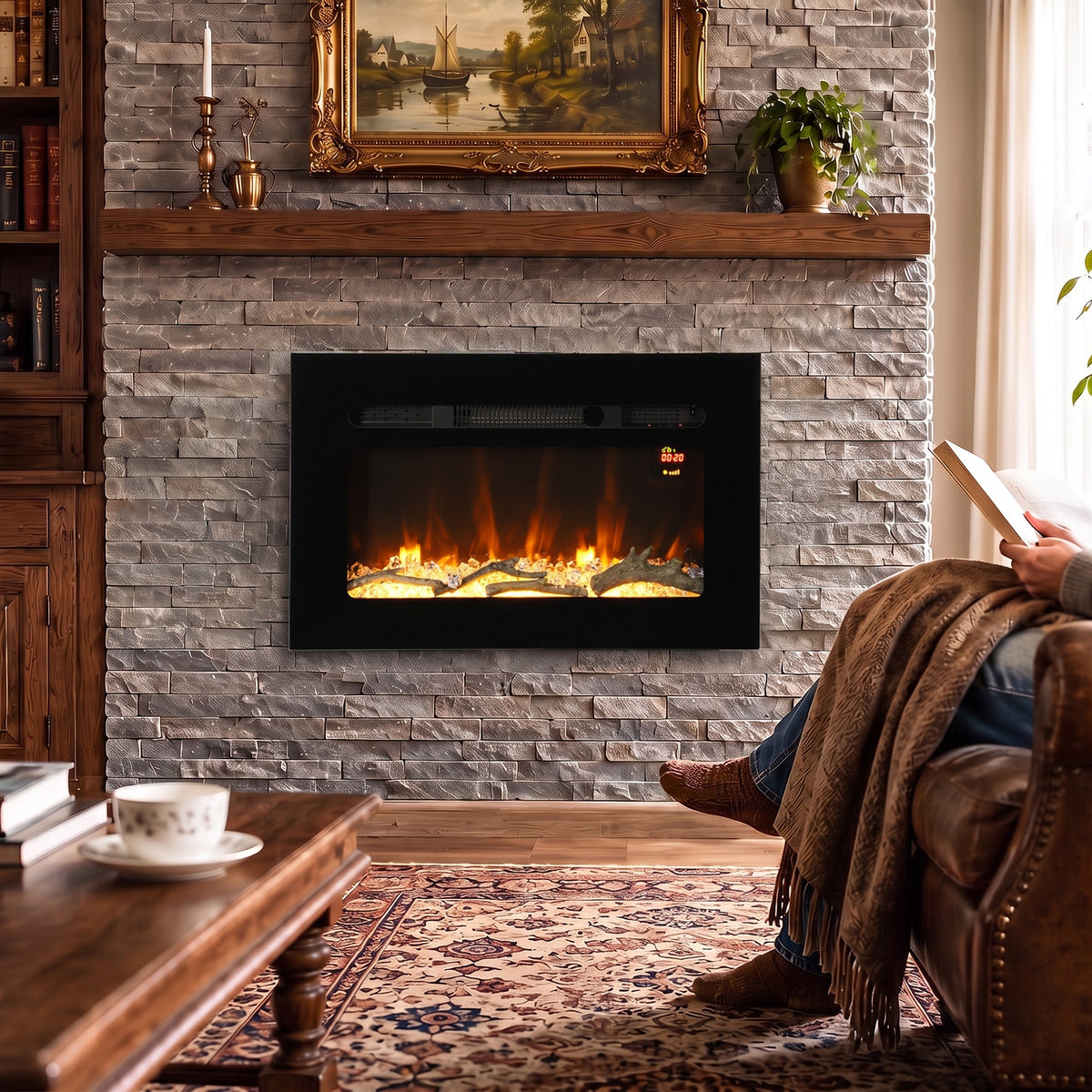 Caminetto Elettrico da Incasso o Parete 60 cm 1800W