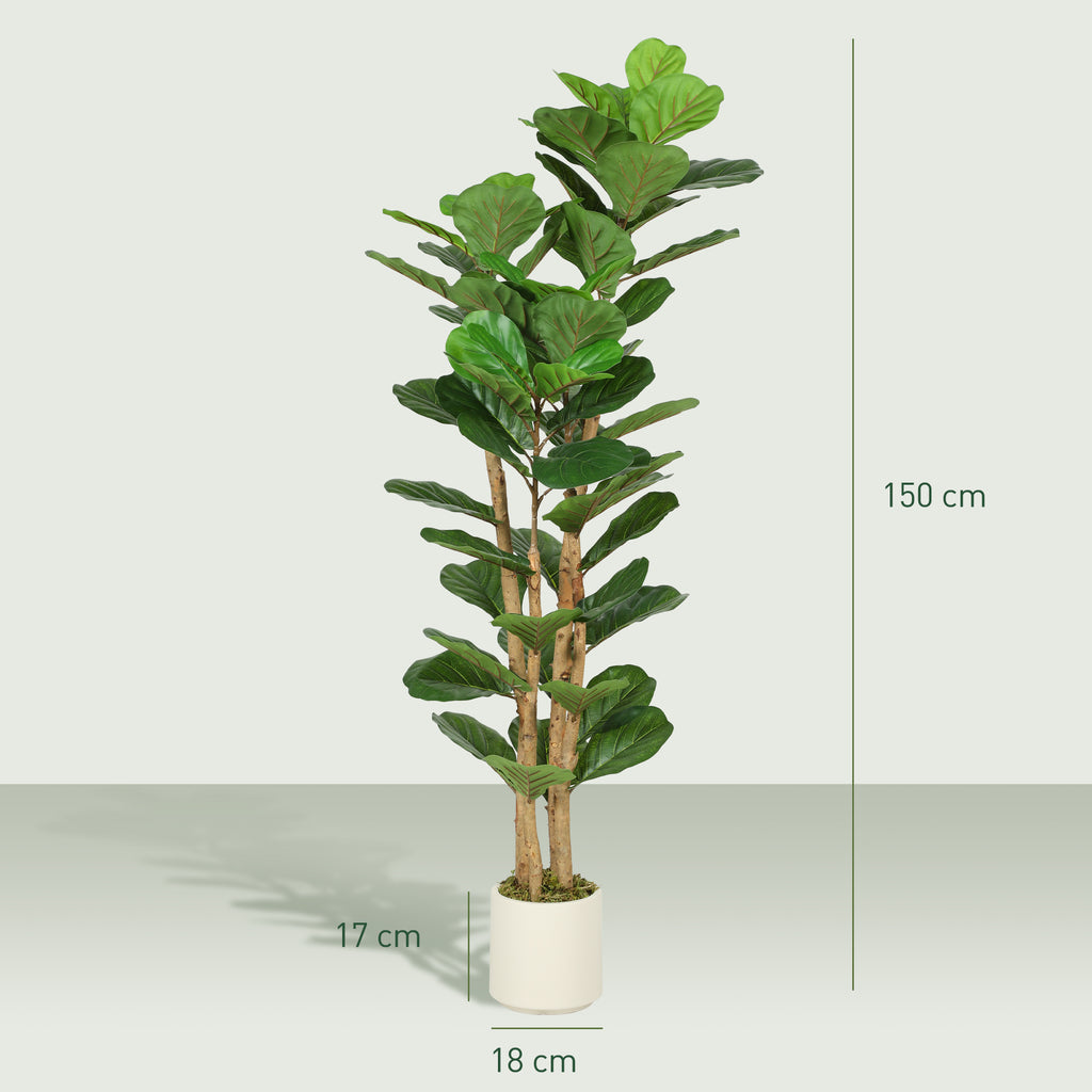 Pianta Artificiale Fico Verde da 150 cm con Vaso