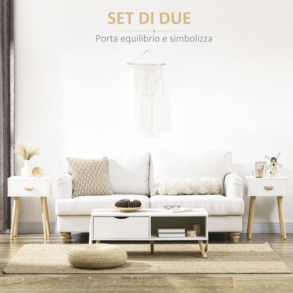 Set 2 Comodini Rovere Moderni con Cassetto
