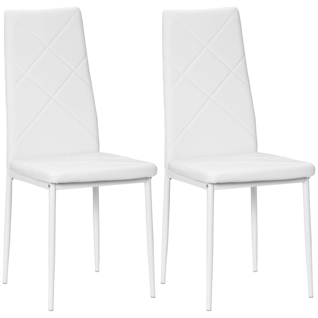 Set di 2 Sedie da Pranzo Moderne in Ecopelle con Schienale Alto