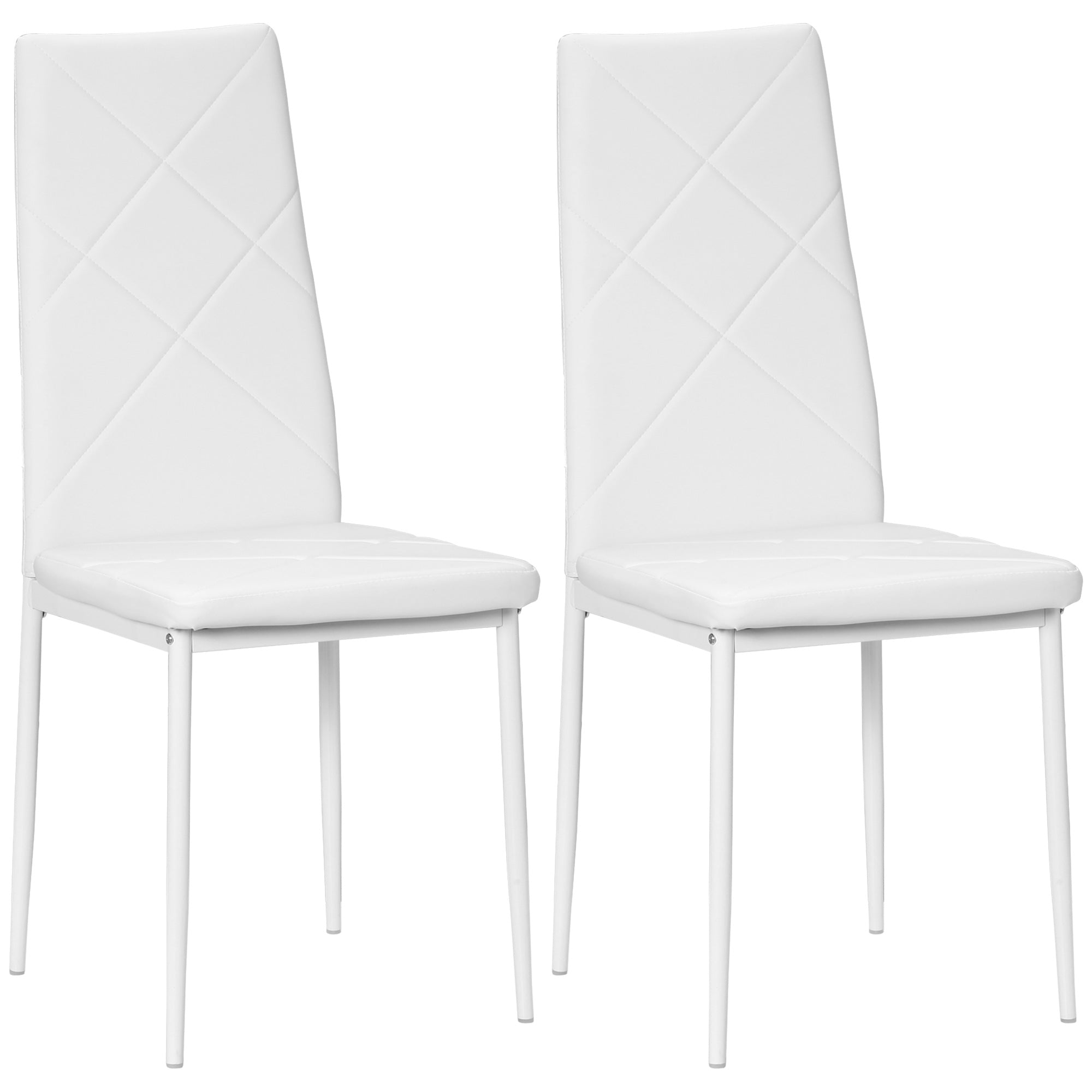 Set di 2 Sedie da Pranzo Moderne in Ecopelle con Schienale Alto